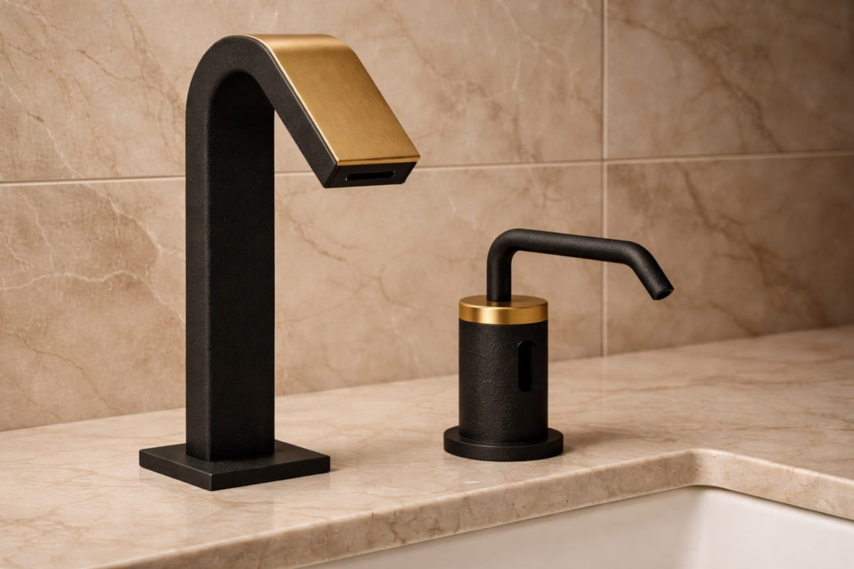 Matte black gold faucets